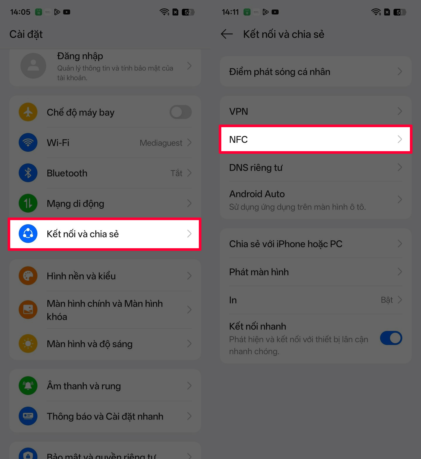 Cách bật NFC trên realme C85