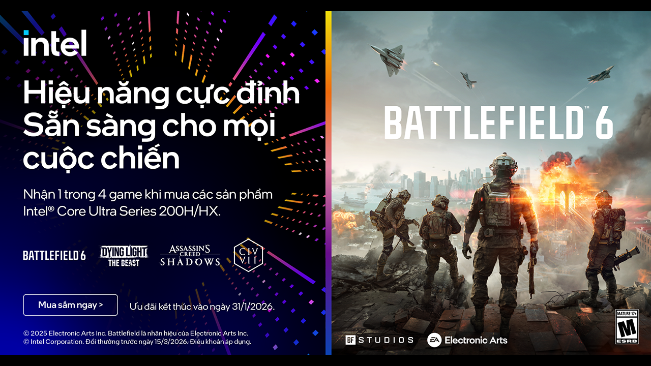 Chơi game không cần thỏa hiệp, nhận ngay 1 trong 4 game khi mua Laptop Gaming trang bị CPU Intel Core Ultra Series 2