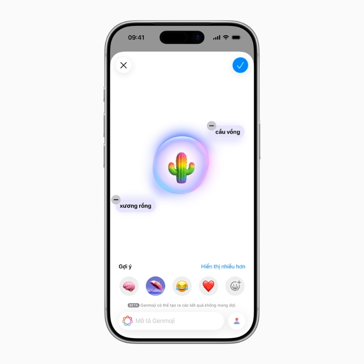 Genmoji cho phép người dùng tự tạo icon bằng mô tả tiếng Việt