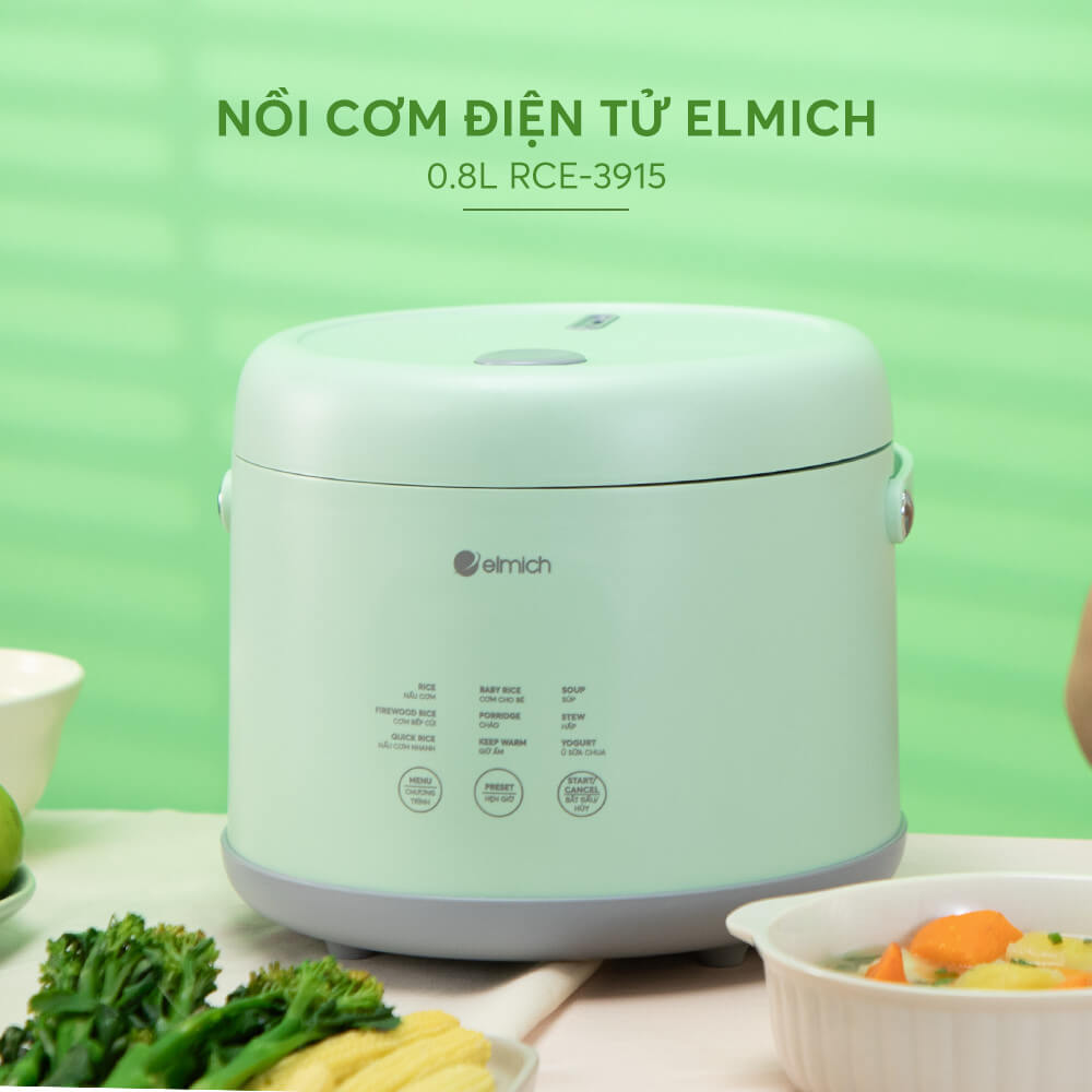 Nồi cơm điện Elmich 0.8 lít RCE-3915 có chế độ Giữ ấm giúp cơm luôn sẵn sàng để thưởng thức
