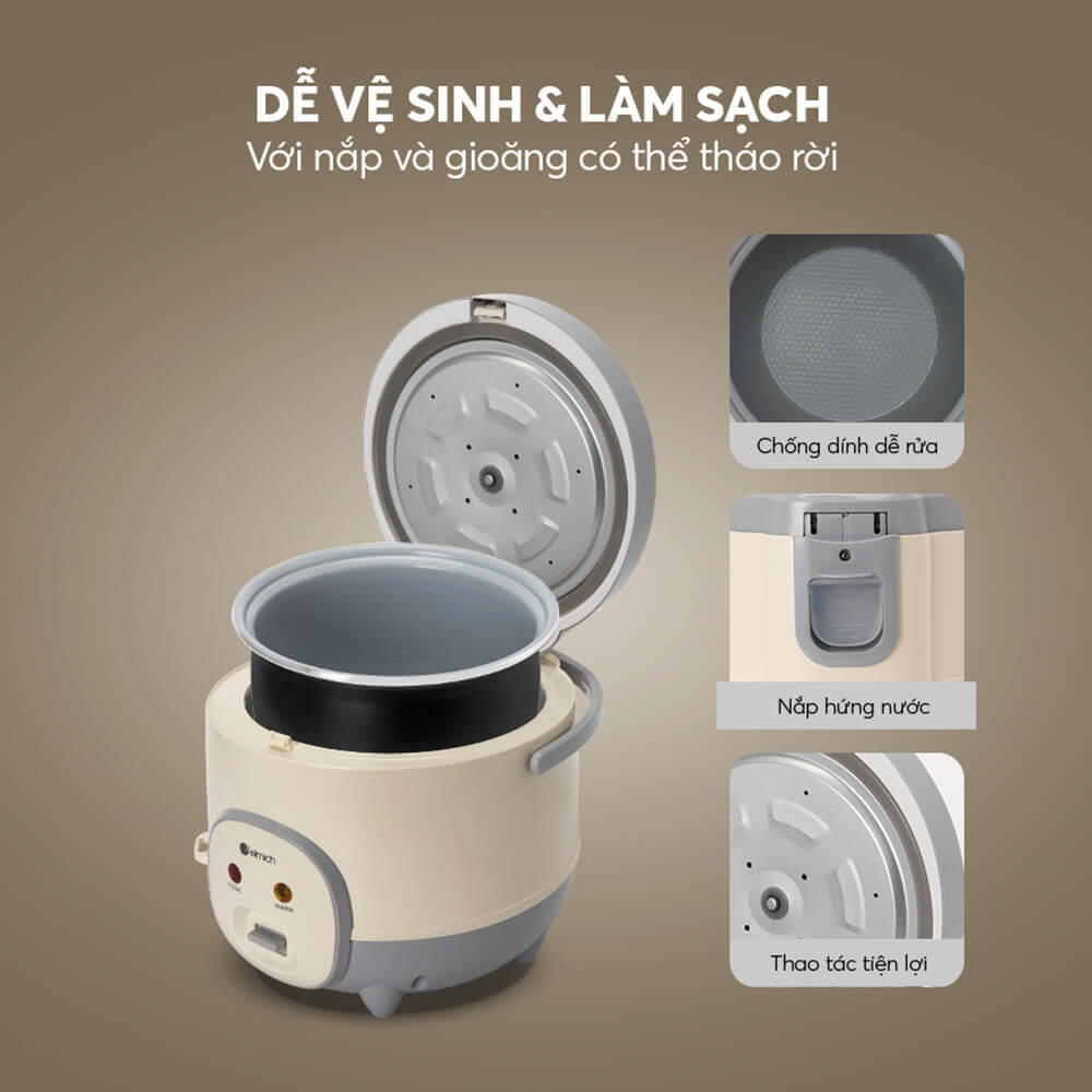 Nồi cơm điện Elmich 1.8 lít RCE-9128 dễ dàng vệ sinh và bảo quản