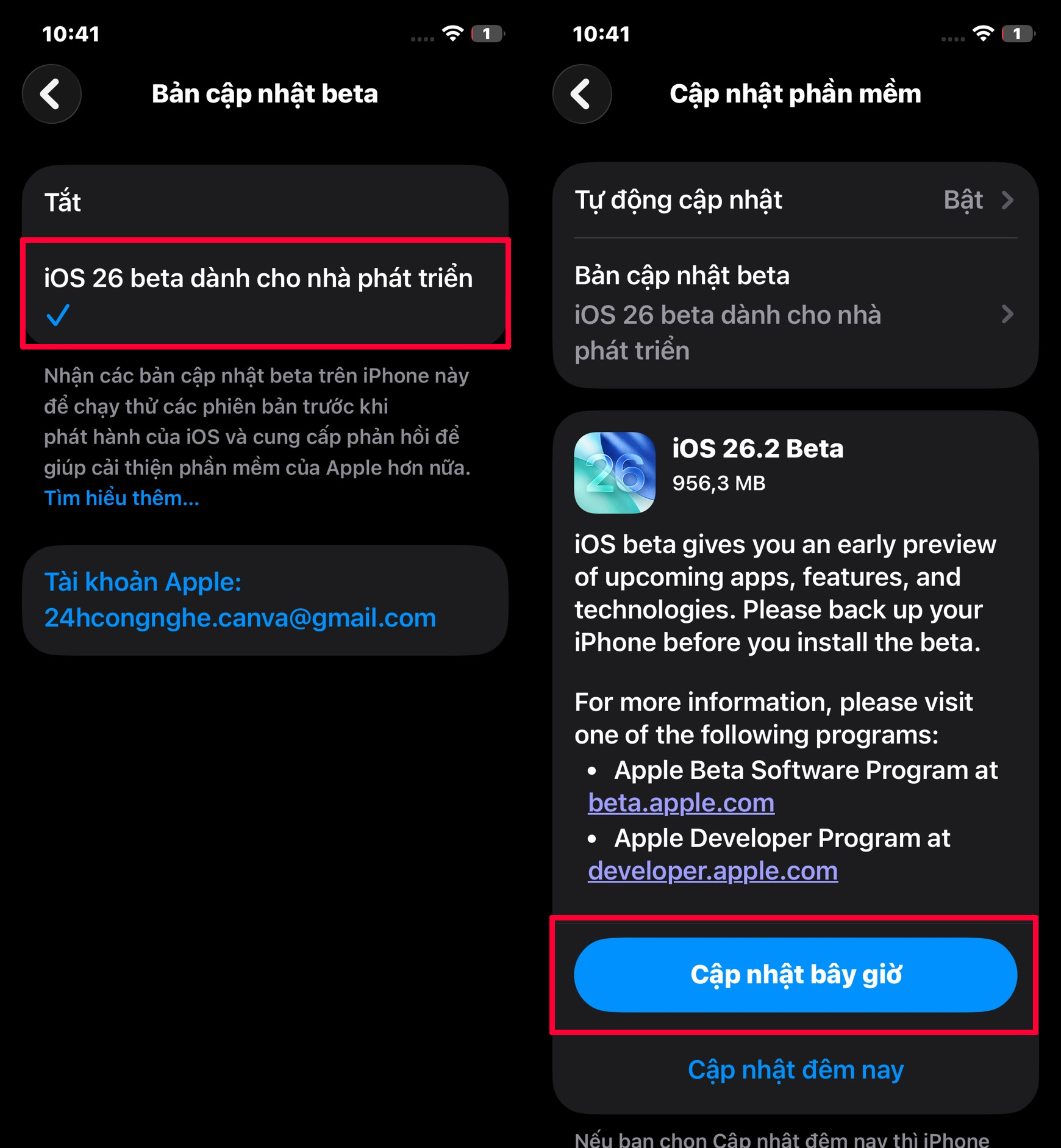 Cách Cập Nhật Ios 26.2 Beta