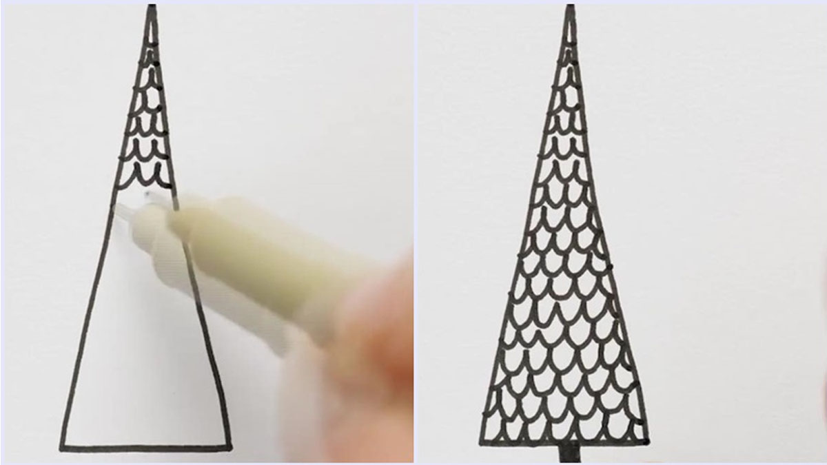 Cách vẽ cây thông Noel đơn giản nhất bằng hình tam giác