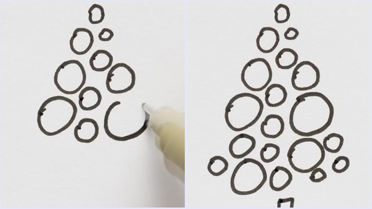 Cách vẽ cây thông Noel đơn giản nhất bằng hình tam giác