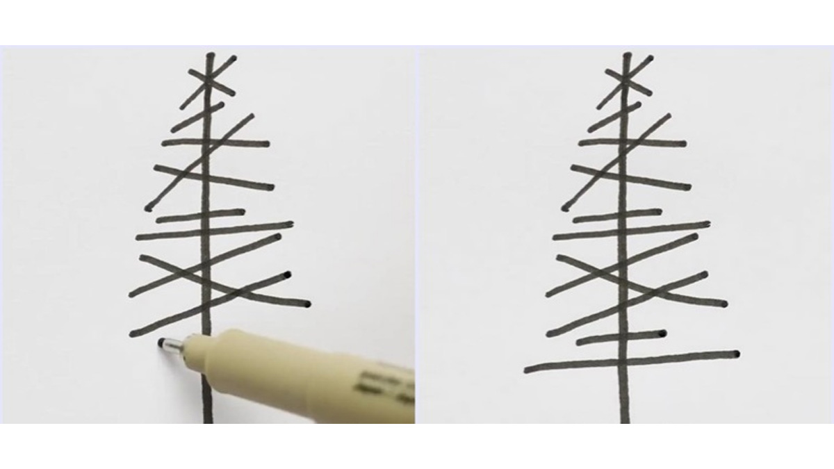 Cách vẽ cây thông Noel đơn giản nhất bằng hình tam giác