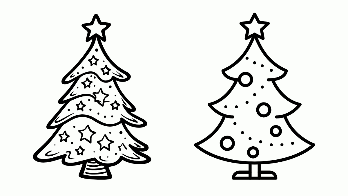 Một số mẫu cho bé tập tô cây thông Noel