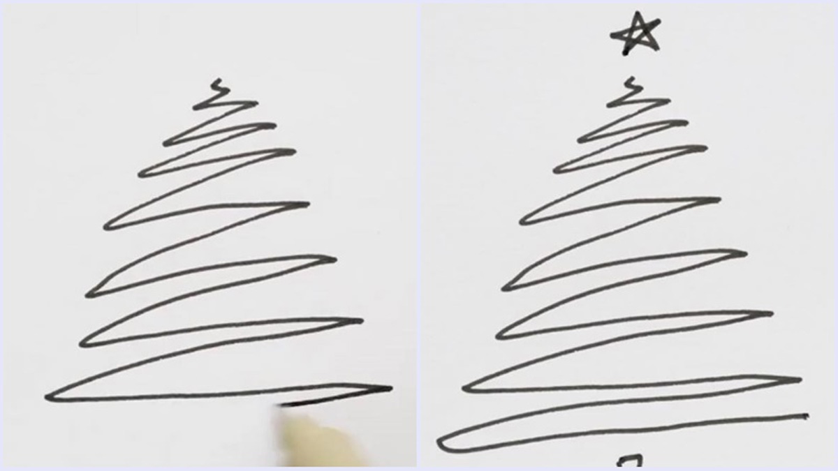 Cách vẽ cây thông Noel đơn giản nhất bằng hình tam giác