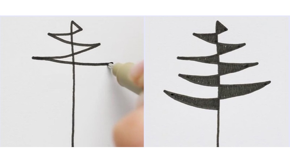 Cách vẽ cây thông Noel đơn giản nhất bằng hình tam giác