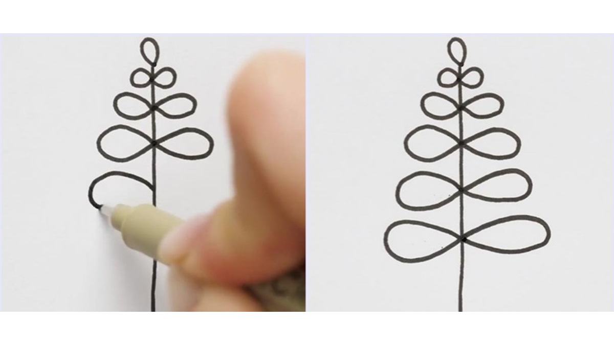 Cách vẽ cây thông Noel đơn giản nhất bằng hình tam giác