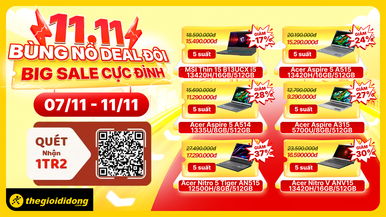 11/11 Bùng Nổ Deal Đôi - Big Sale Cực Đỉnh 11/11 Bùng Nổ Deal Đôi - Big Sale Cực Đỉnh