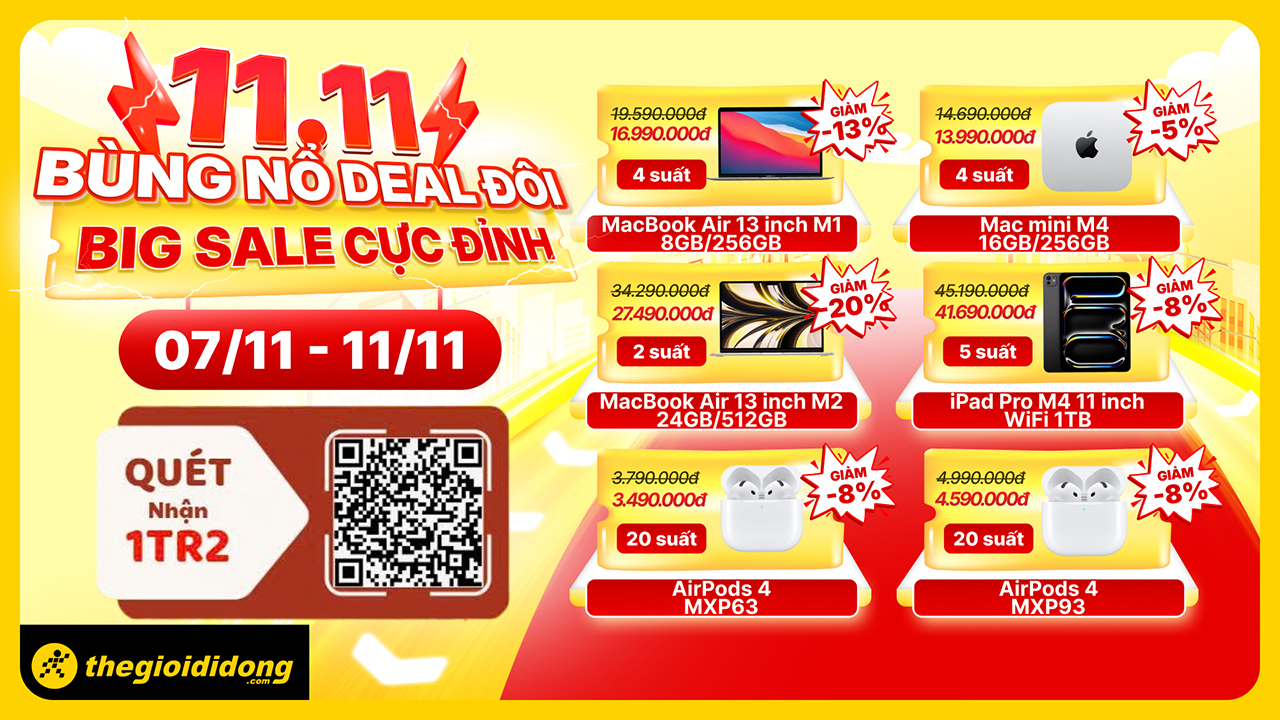 11/11 Bùng Nổ Deal Đôi - Big Sale Cực Đỉnh 11/11 Bùng Nổ Deal Đôi - Big Sale Cực Đỉnh