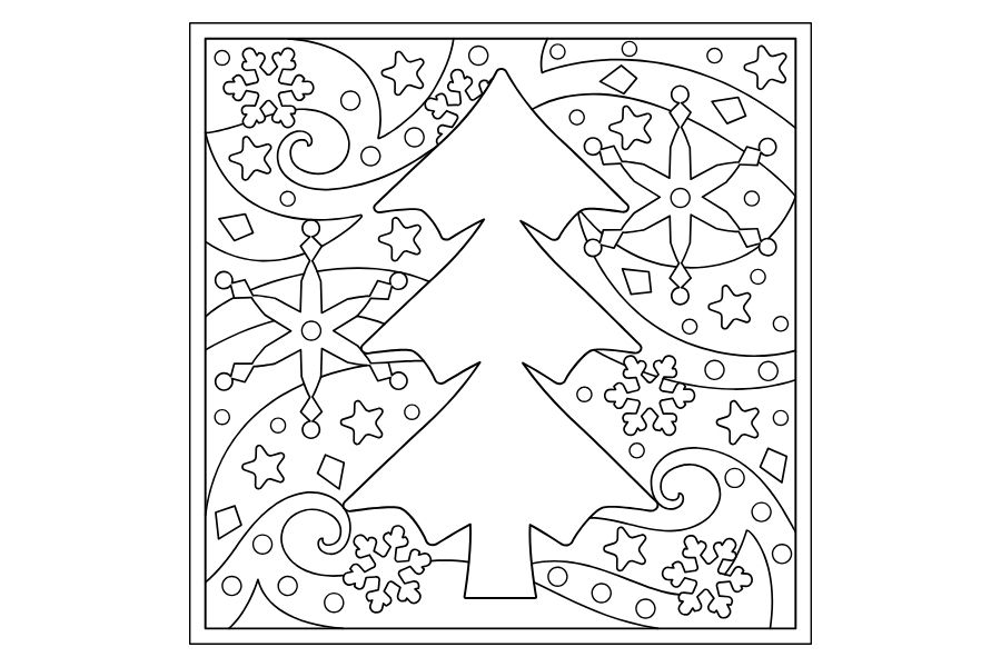 Tranh tô màu cây thông Noel đơn giản