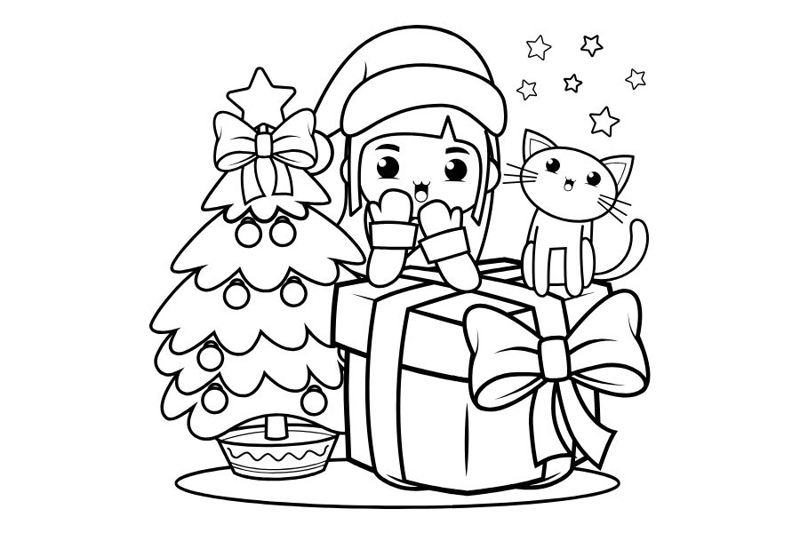 Tranh tô màu cây thông Noel đơn giản