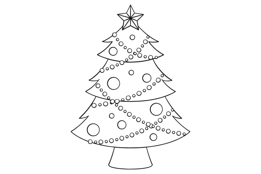 Tranh tô màu cây thông Noel đơn giản