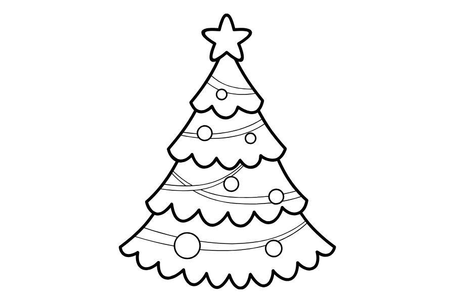 Tranh tô màu cây thông Noel đơn giản