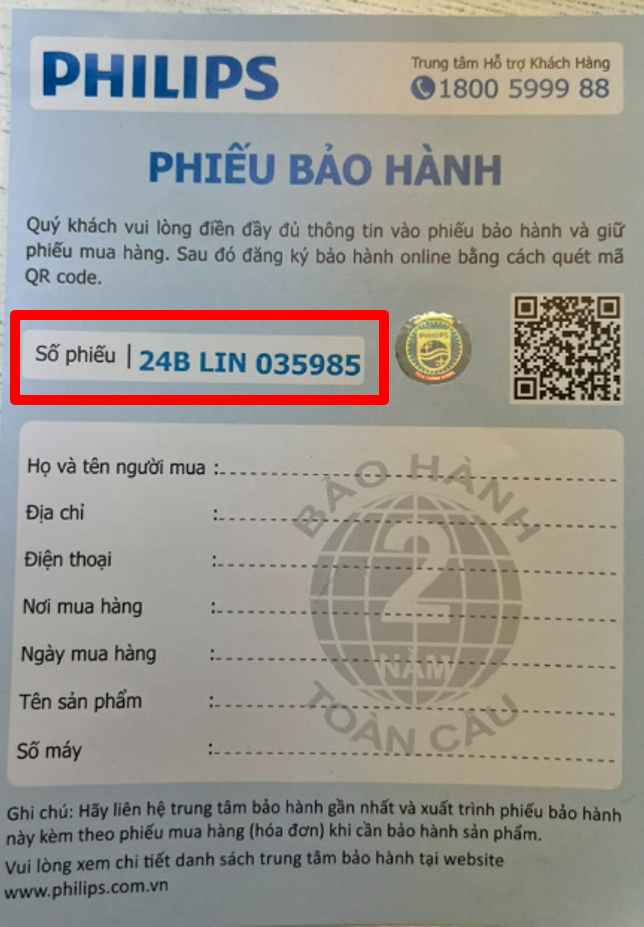 Số phiếu bảo h&agrave;nh v&agrave; tem bảo h&agrave;nh
