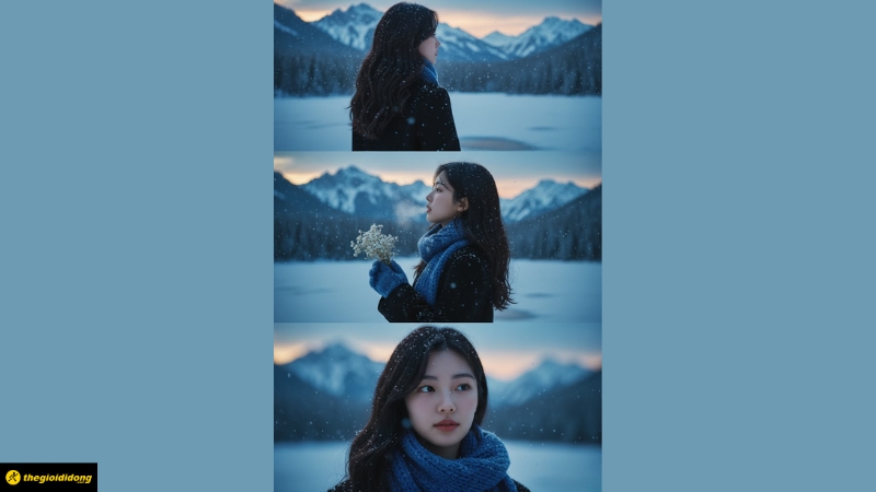 Hot trend gh&eacute;p ảnh tuyết rơi bằng AI