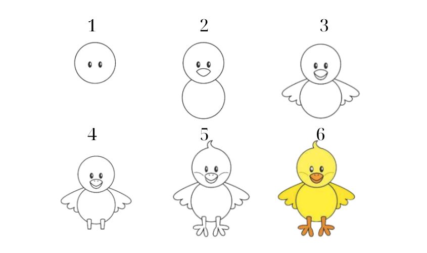Cách 5: Vẽ con gà con dễ thương