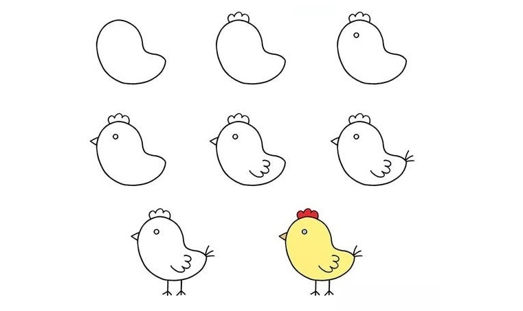 Cách vẽ con gà con