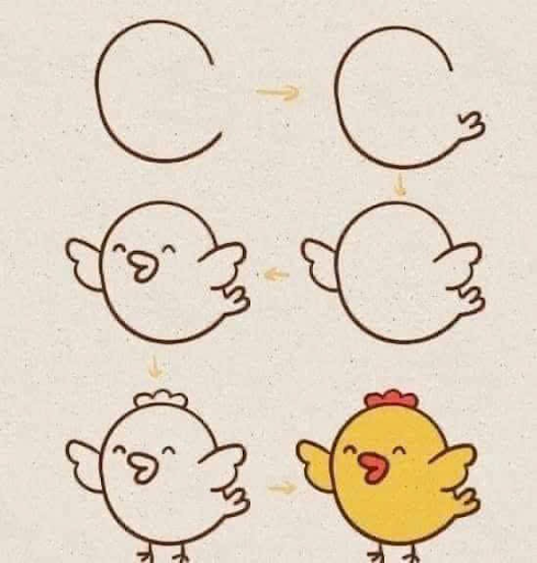 Cách vẽ con gà chibi