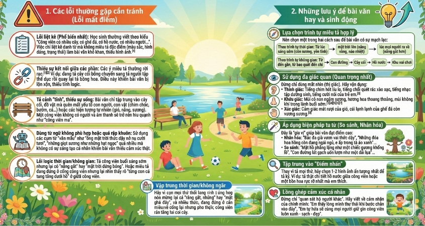 Những lưu ý cần nhớ khi viết bài văn tả công viên lớp 5 Những lưu ý cần nhớ khi viết bài văn tả công viên lớp 5