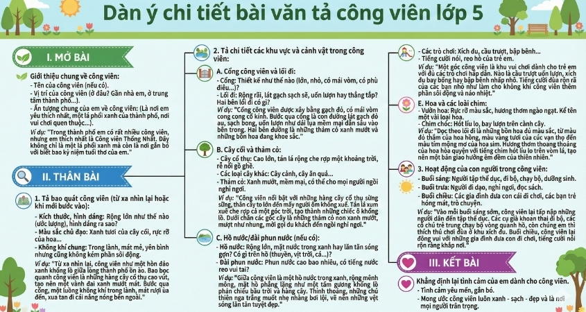 Dàn ý bài văn tả công viên lớp 5 Dàn ý bài văn tả công viên lớp 5