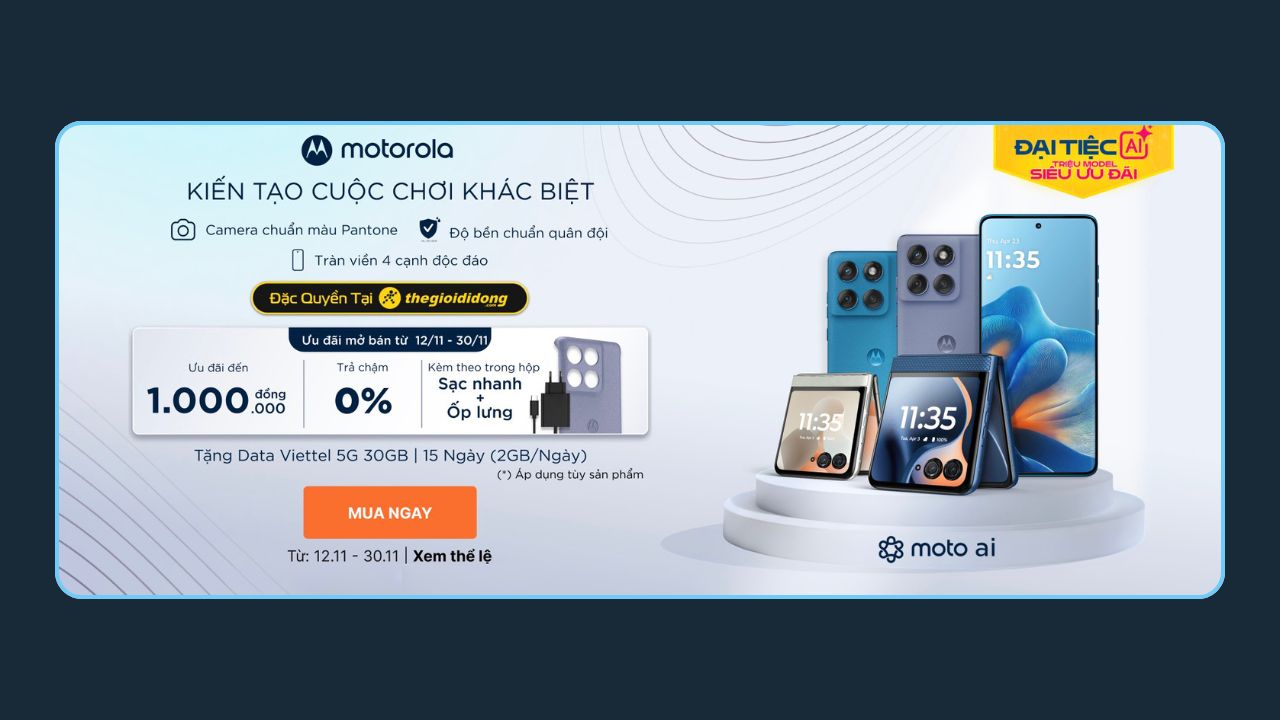 Hotsale mở bán loạt điện thoại Motorola chính hãng tại TGDĐ, trải đều mọi phân khúc, giảm nhiều nhất đến 1 triệu Hotsale mở bán loạt điện thoại Motorola chính hãng tại TGDĐ, trải đều mọi phân khúc, giảm nhiều nhất đến 1 triệu