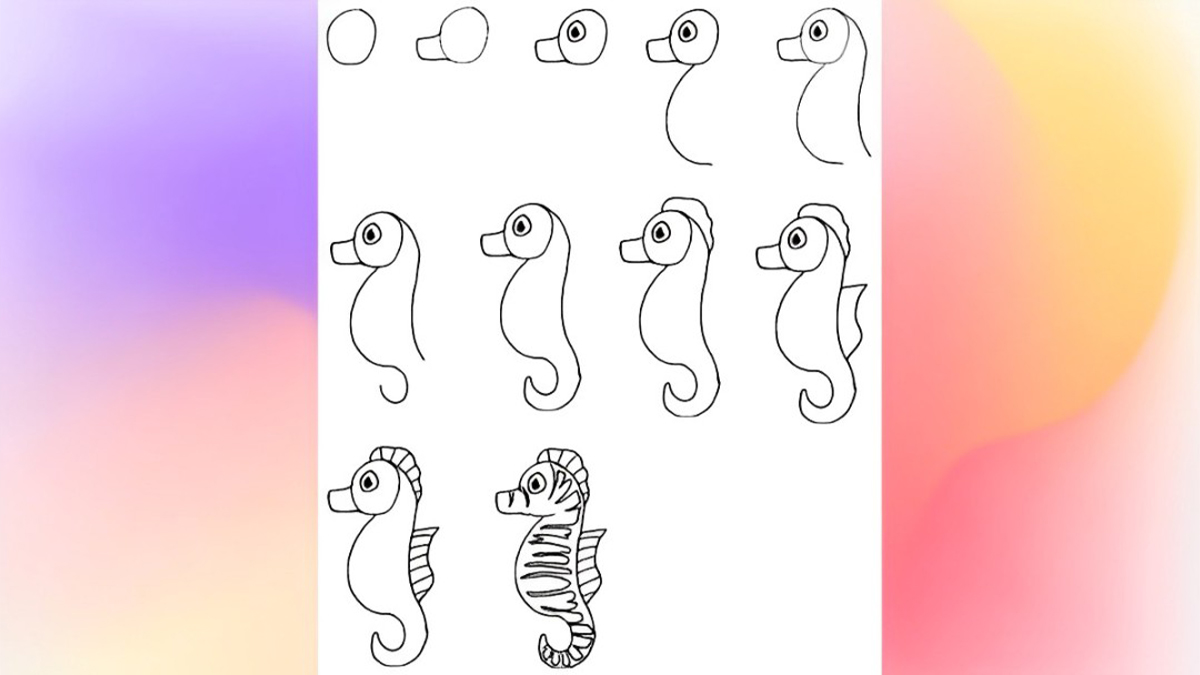 Cách vẽ con cá ngựa