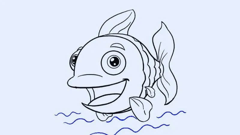 Bước 1: Vẽ đầu cá