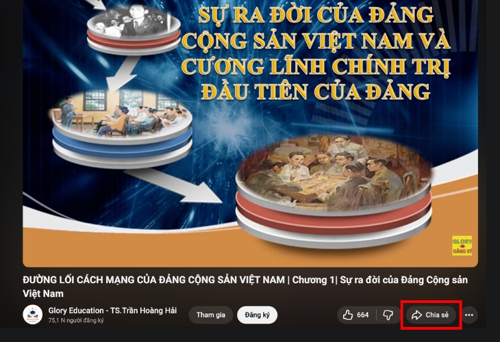 Vào video Youtube bạn muốn tóm tắt, chọn Chia sẻ