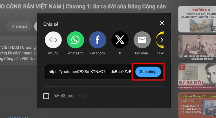 Chọn sao chép liên kết video Youtube bạn muốn tóm tắt