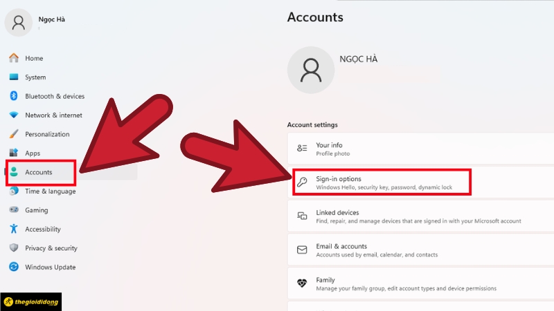 Chọn Sign-in options