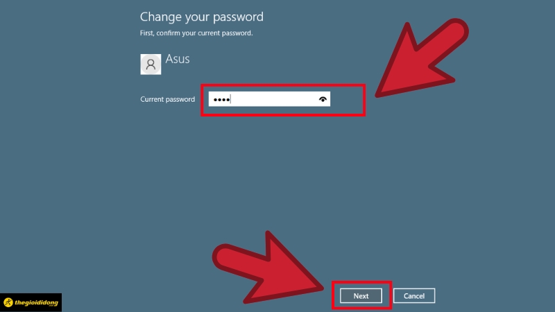 Nhập lại mật khẩu hiện tại