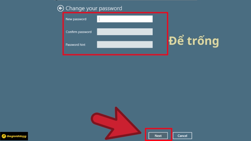 Kh&ocirc;ng c&agrave;i mật khẩu mới