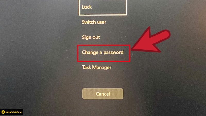 Chọn Change Password (Đổi mật khẩu)