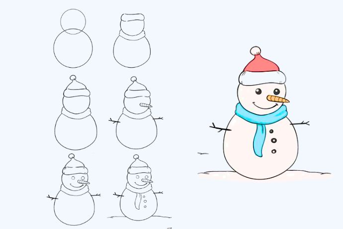 Cách vẽ người tuyết Cách vẽ người tuyết
