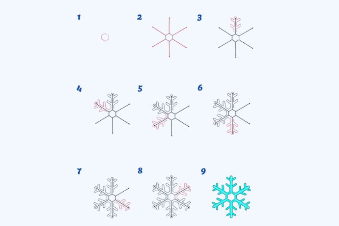 Cách vẽ bông tuyết đơn giản Cách vẽ bông tuyết đơn giản