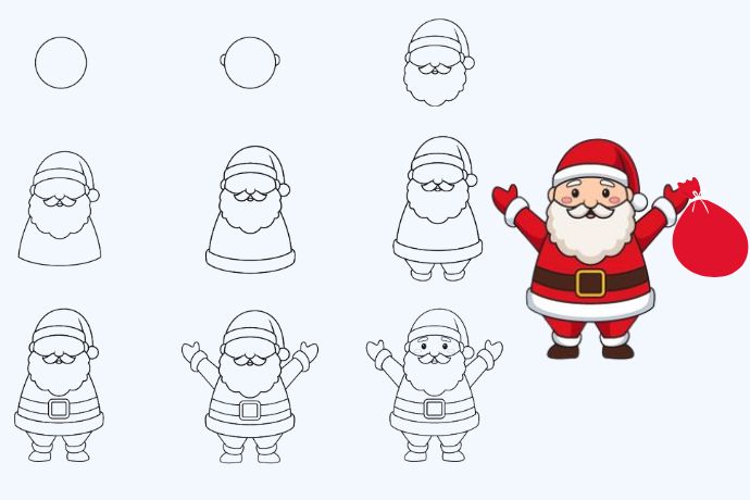 Cách vẽ tranh ông già Noel đơn giản Cách vẽ tranh ông già Noel đơn giản