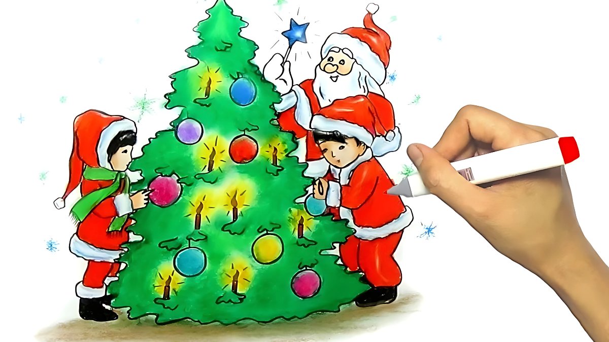 Mẫu tranh vẽ Noel đơn giản và đẹp nhất Mẫu tranh vẽ Noel đơn giản và đẹp nhất