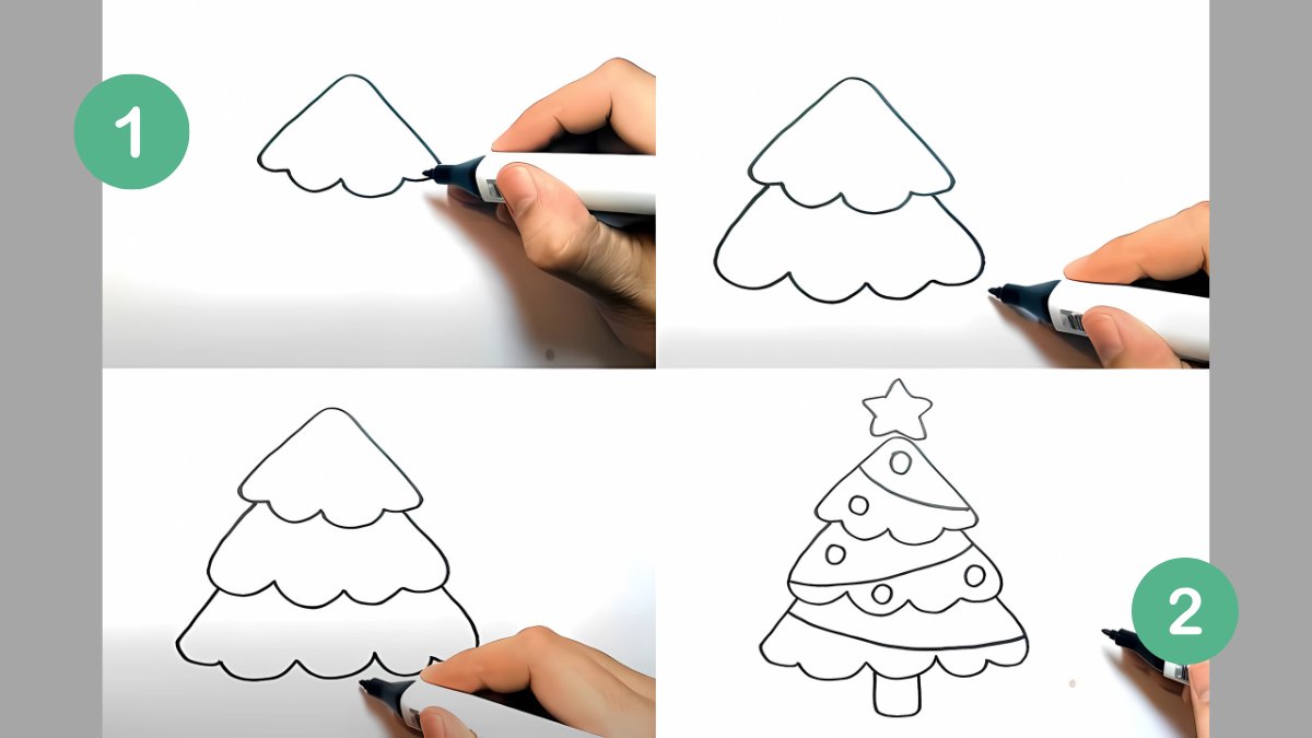 Cách vẽ cây thông Noel đẹp Cách vẽ cây thông Noel đẹp