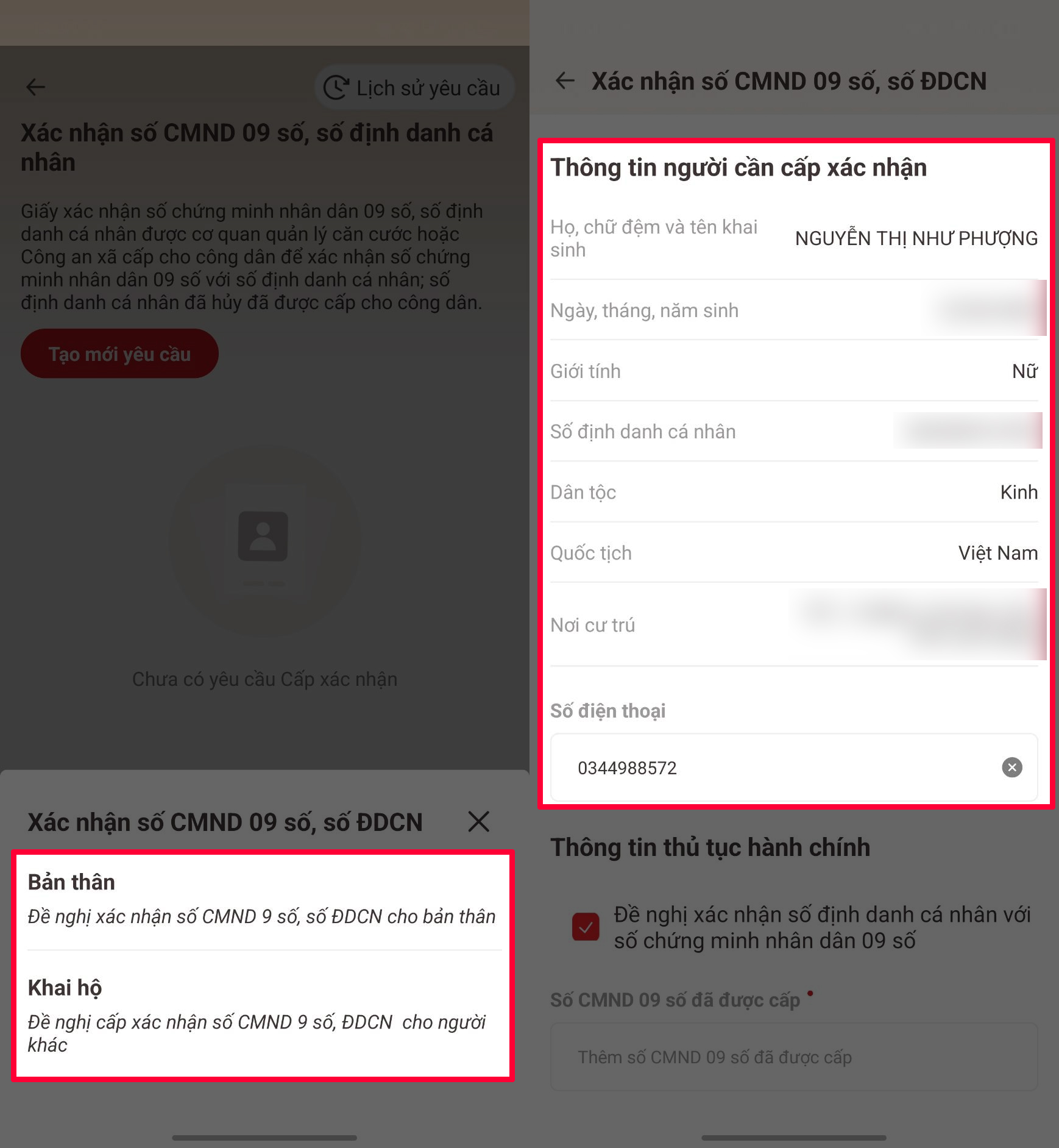 Cách xin giấy xác nhận số CMND - số ĐDCN trên VNeID