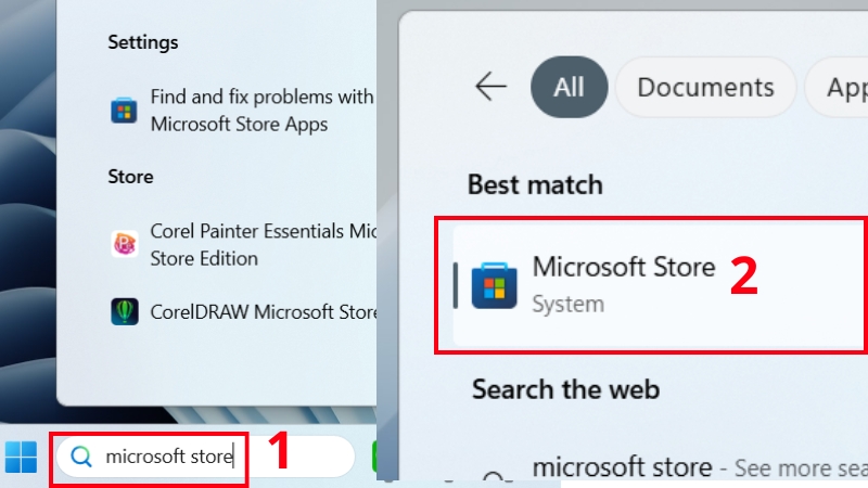 Mở Microsoft Store tr&ecirc;n m&aacute;y t&iacute;nh