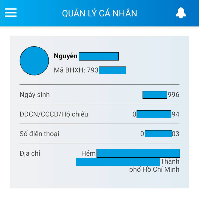 Hoặc bạn có thể xem trực tiếp trong ứng dụng VssID sau đăng nhập