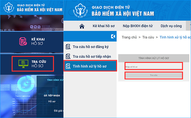 Vào mục “Tra cứu hồ sơ”, chọn “Tình trạng giải quyết hồ sơ” để xem tiến độ xử lý