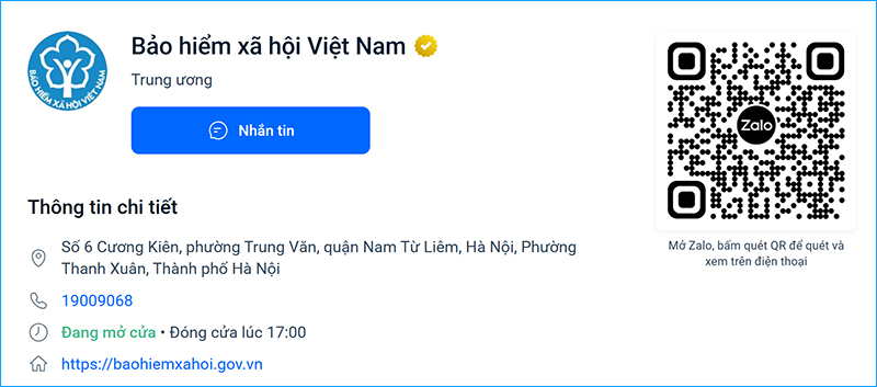 Mở Zalo, tìm OA BHXH địa phương, nhấn Quan tâm, bấm chọn Tra cứu để kiểm tra tiến độ hồ sơ