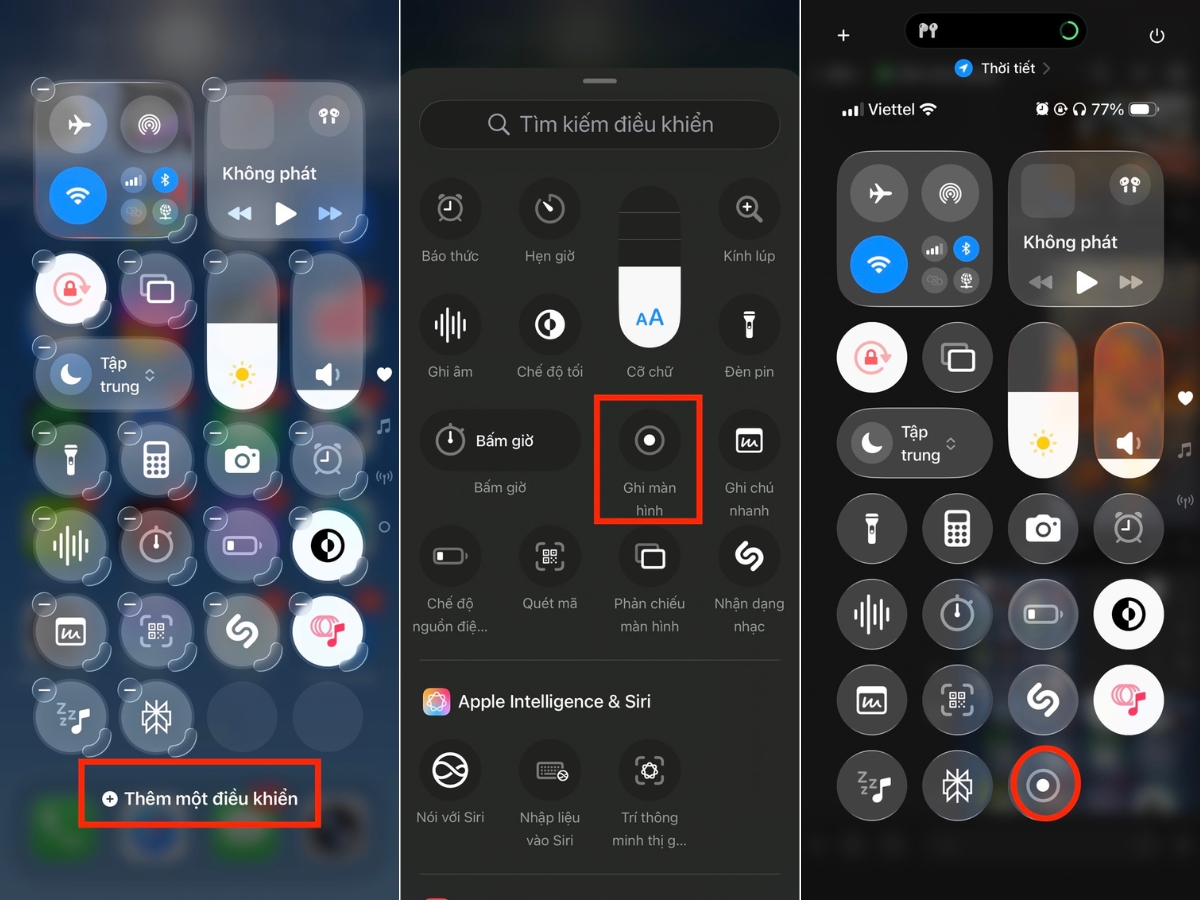 Thêm tính năng Ghi màn hình vào Trung tâm điều khiển Thêm tính năng Ghi màn hình vào Trung tâm điều khiển