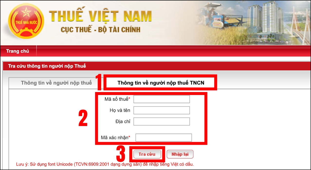 Tra cứu mã số thuế cá nhân trên website Tổng cục thuế