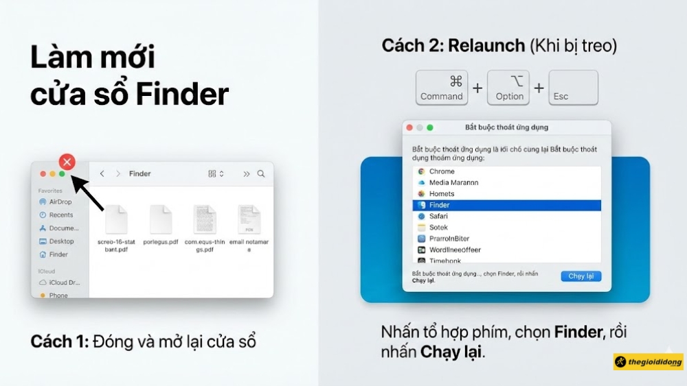 L&agrave;m mới cửa sổ Finder