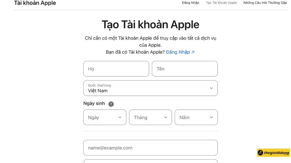 Điền thông tin cá nhân Điền thông tin cá nhân