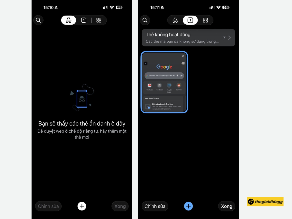 Chuyển sang biểu tượng tab thường